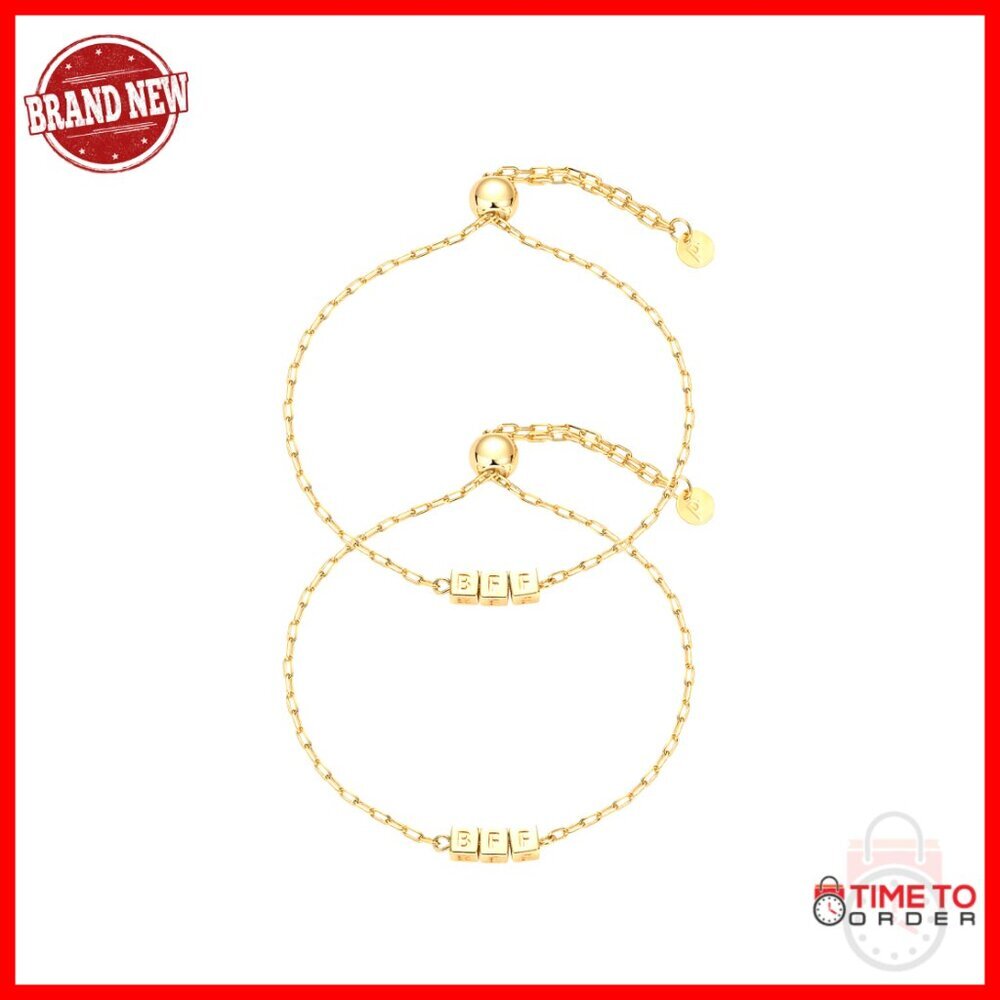 Adjustable Gold Plated Friendship Bracelet Set for Women, BFF Gift